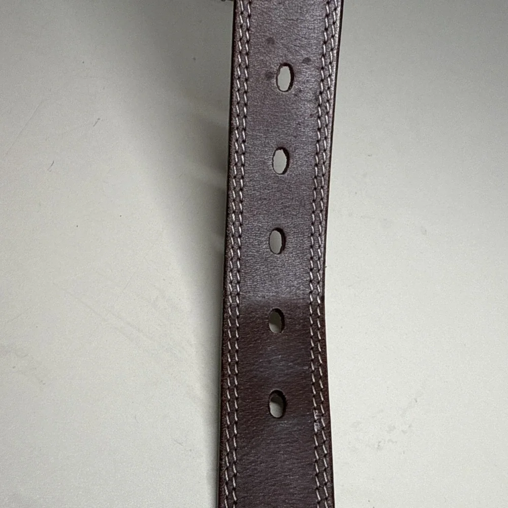 Men's Belt Size 32/82 Timberland Brown Leather Double Stitched Leather
